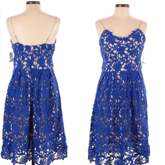 Alexia Admor Crochet Lace Dress Blue Size Large - Picture 2 of 10